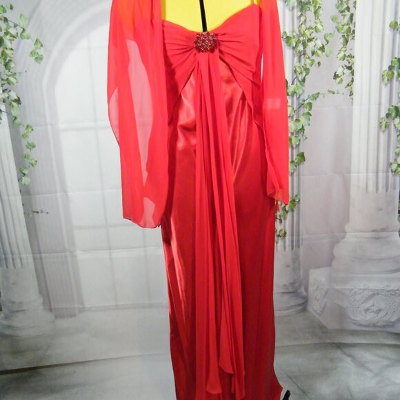 Robe de Bal ou demoiselle d’honneur en Satin Rouge Taille 4 - Picture 1 of 7